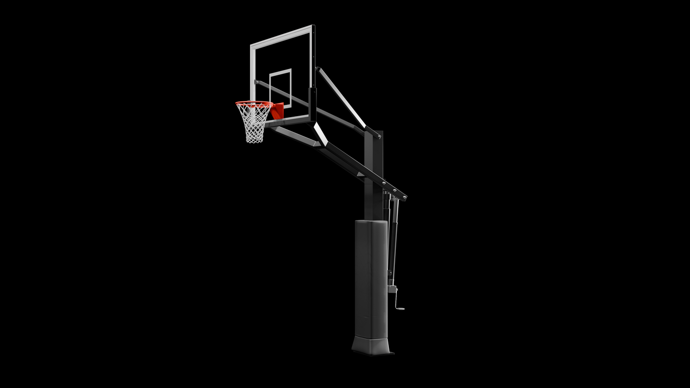 Side view of portable basketball hoop Flex system – base and pole Canada – Surface SynX
