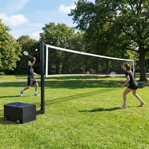 Outdoor backyard setup of the Optimus Adjustable Multi Sport Net Canada