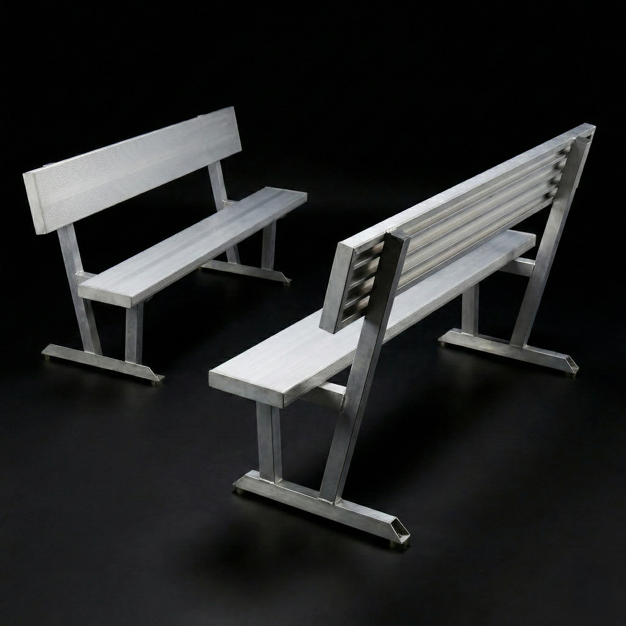 Aluminum-backed bench